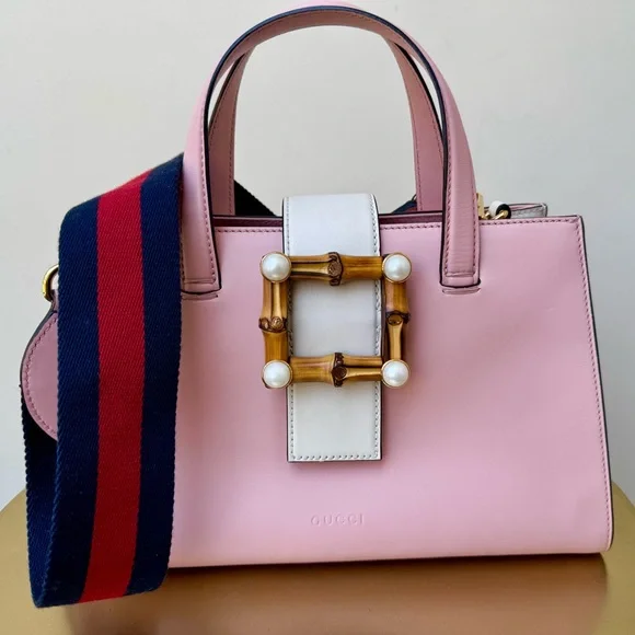 NEW IN BOX GUCCI Nappa Small Bamboo Buckle Top Handle Bag Perfect Pink - Picture 3 of 13